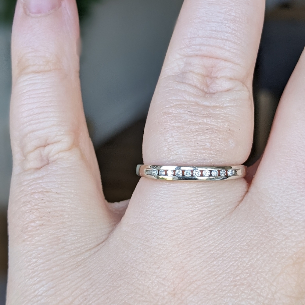 10K White Gold Diamond Channel Set Half Eternity Ring - Picture 10 of 15